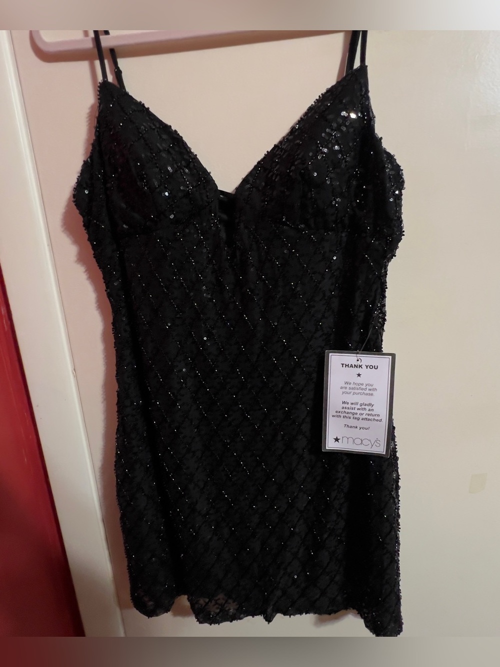 Junior Black Sequin Slip Dress - Macy's 13/14
